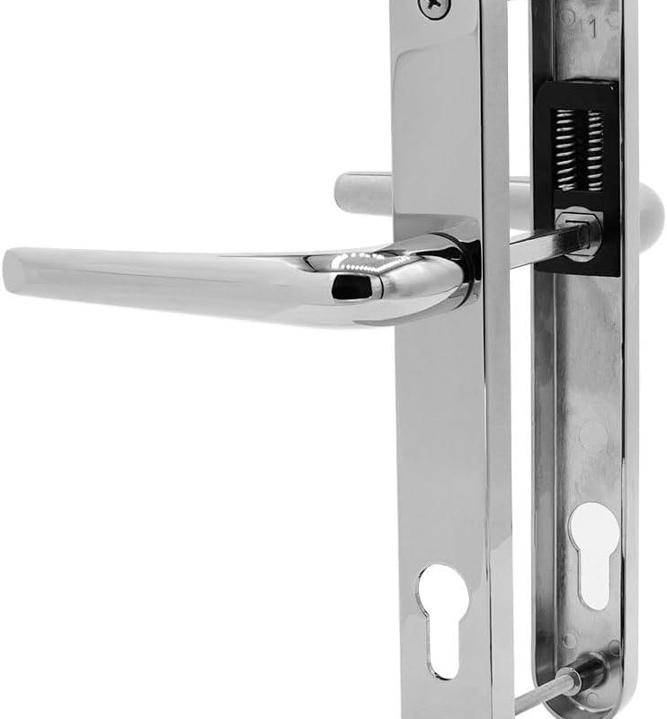 uPVC Door Handles Pair for PVC & Composite Doors, 92mm PZ Sprung, Chrome Finish, 210mm Fixing Centres