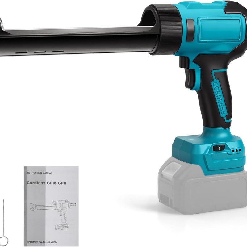 Cordless Caulking Gun for Makita 18V Battery (Not Included), 6-Speed Electric Sealant Gun with LED Light & Digital Display