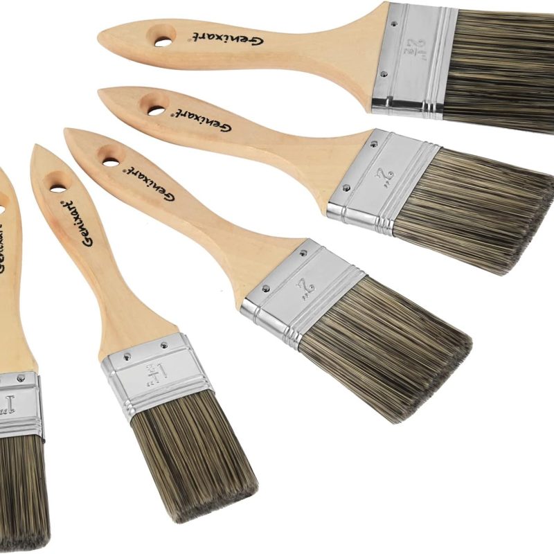 Double Thick Paint Brush Set – Wooden Handle for Stain, Walls, Fence, Varnish & Limewash
