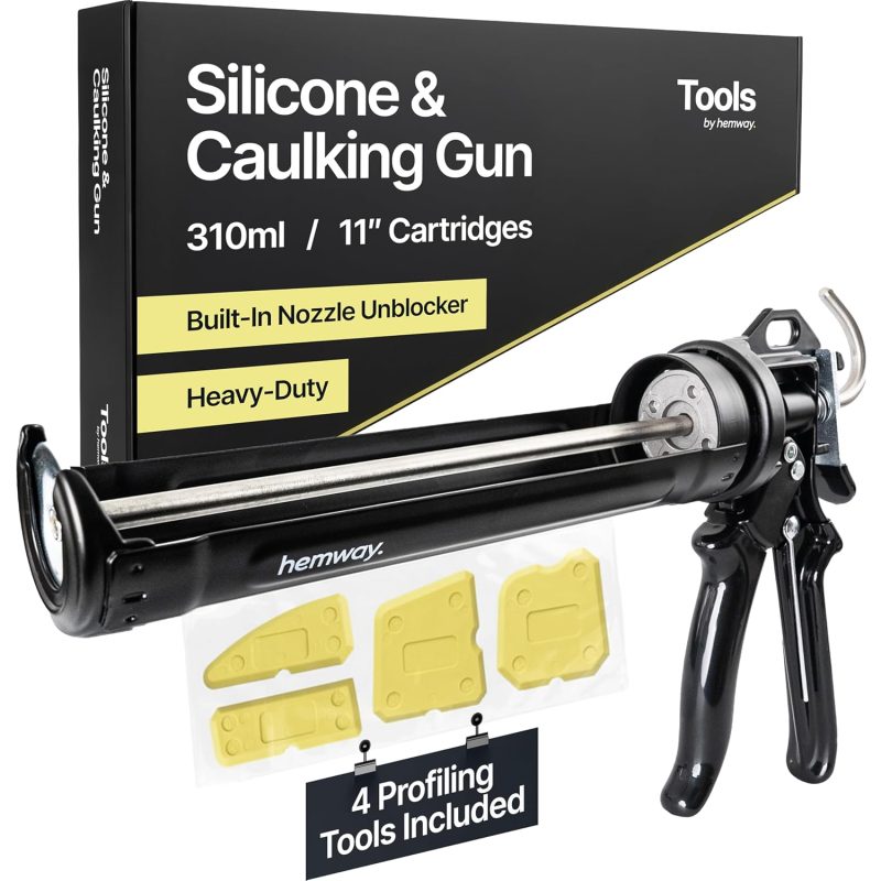 4PCS Silicone Sealant Gun & Profiling Tool Kit, Reusable Scrapers for Caulk, Mastic & Adhesive (310ml)